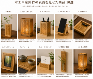 木工と京銘竹を組み合わせた和モダン商品