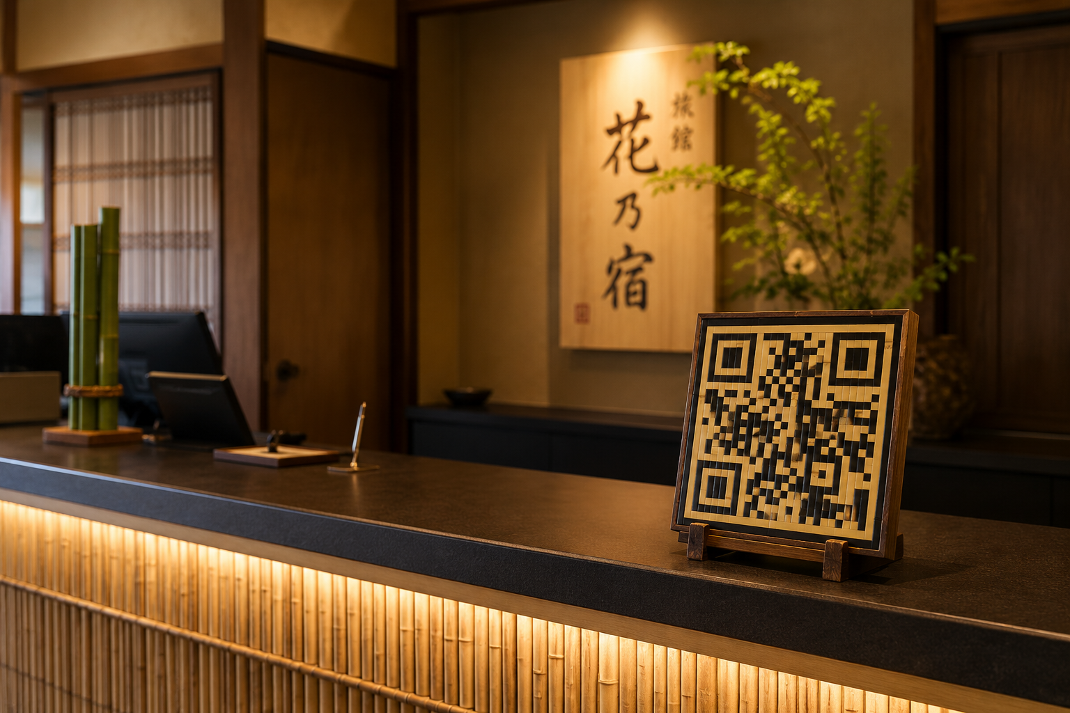 【竹製QRコード】和の空間を壊さない、新しい案内サインという選択